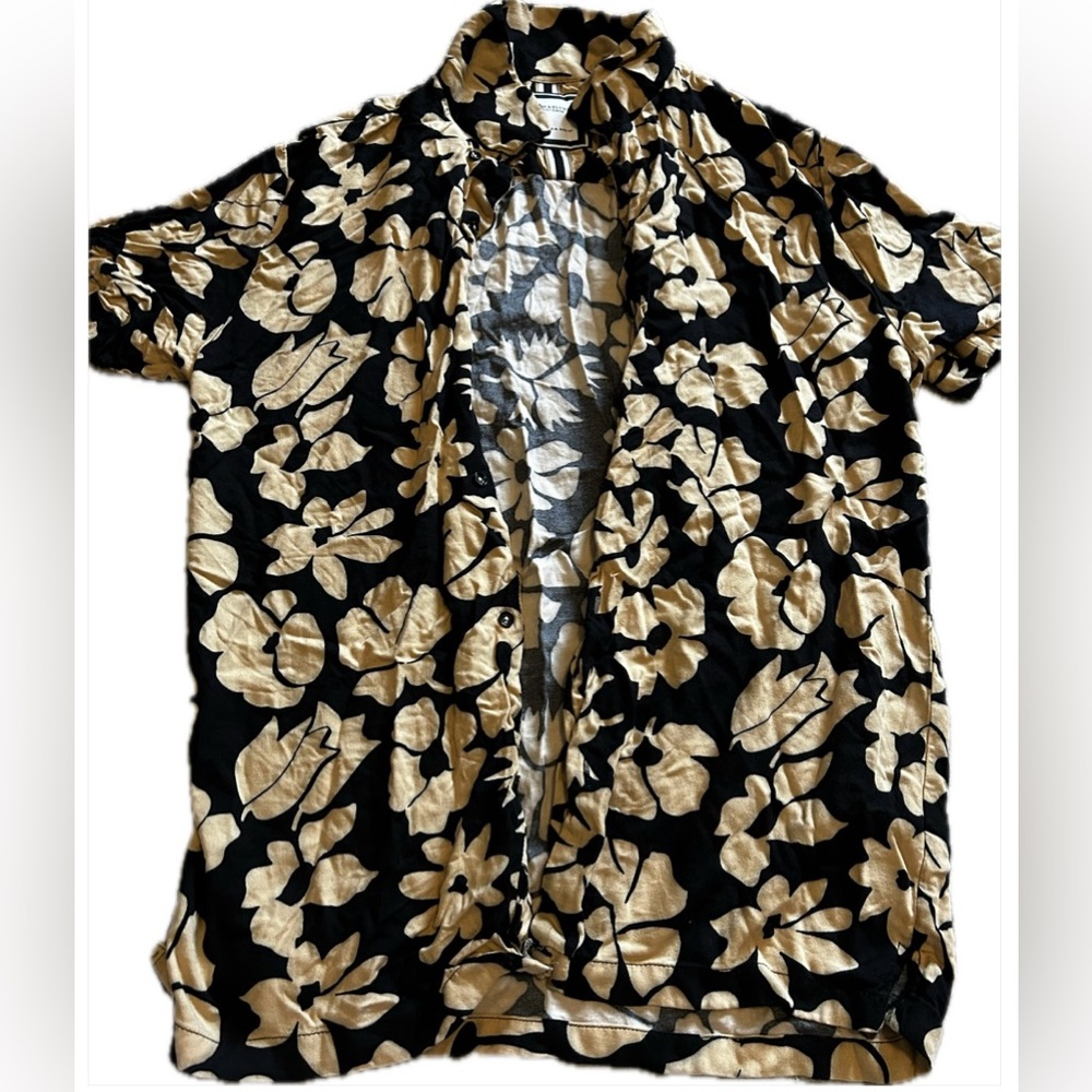 Demin and flower mens button up
